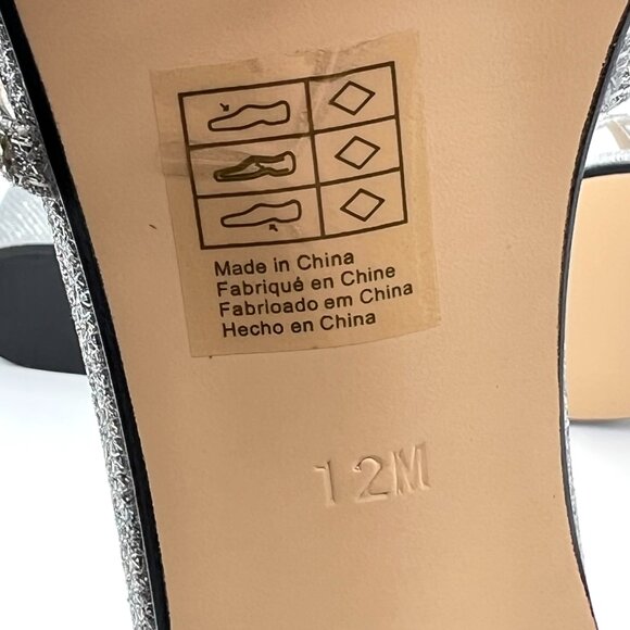 Touch Ups Womens 12M Zoey Silver Sparkly Low Block Heels Dress Sandals Shoes - Picture 12 of 14